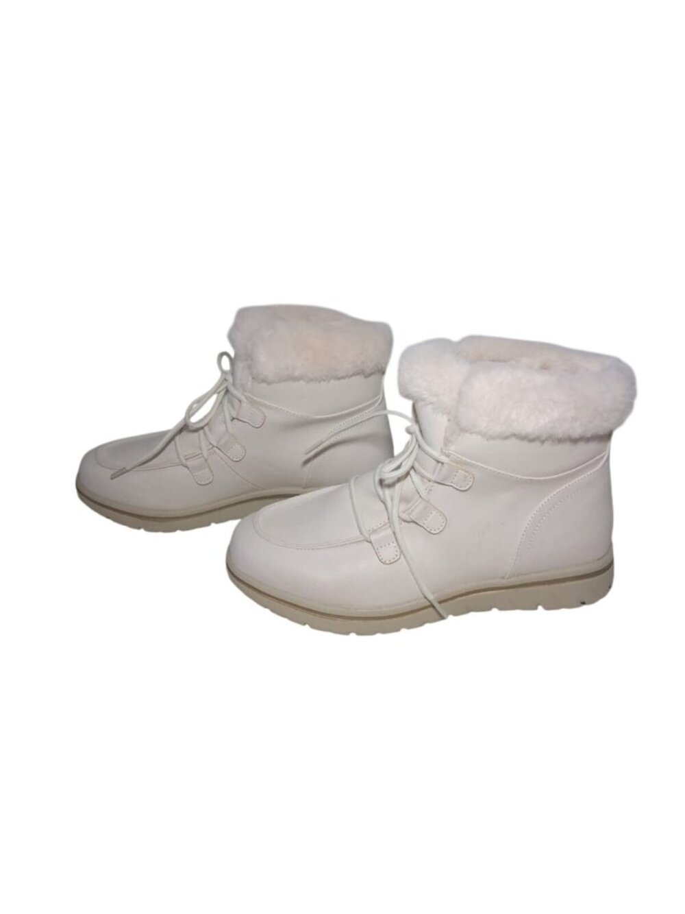 Cliffs Winter Boots Women's Faux Fur Lined Lace Up White Wide Width Rubber Sole